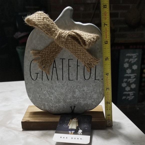 Rae Dunn galvanized Grateful fall pumpkin Decor happy Thanksgiving autumn - Picture 6 of 7